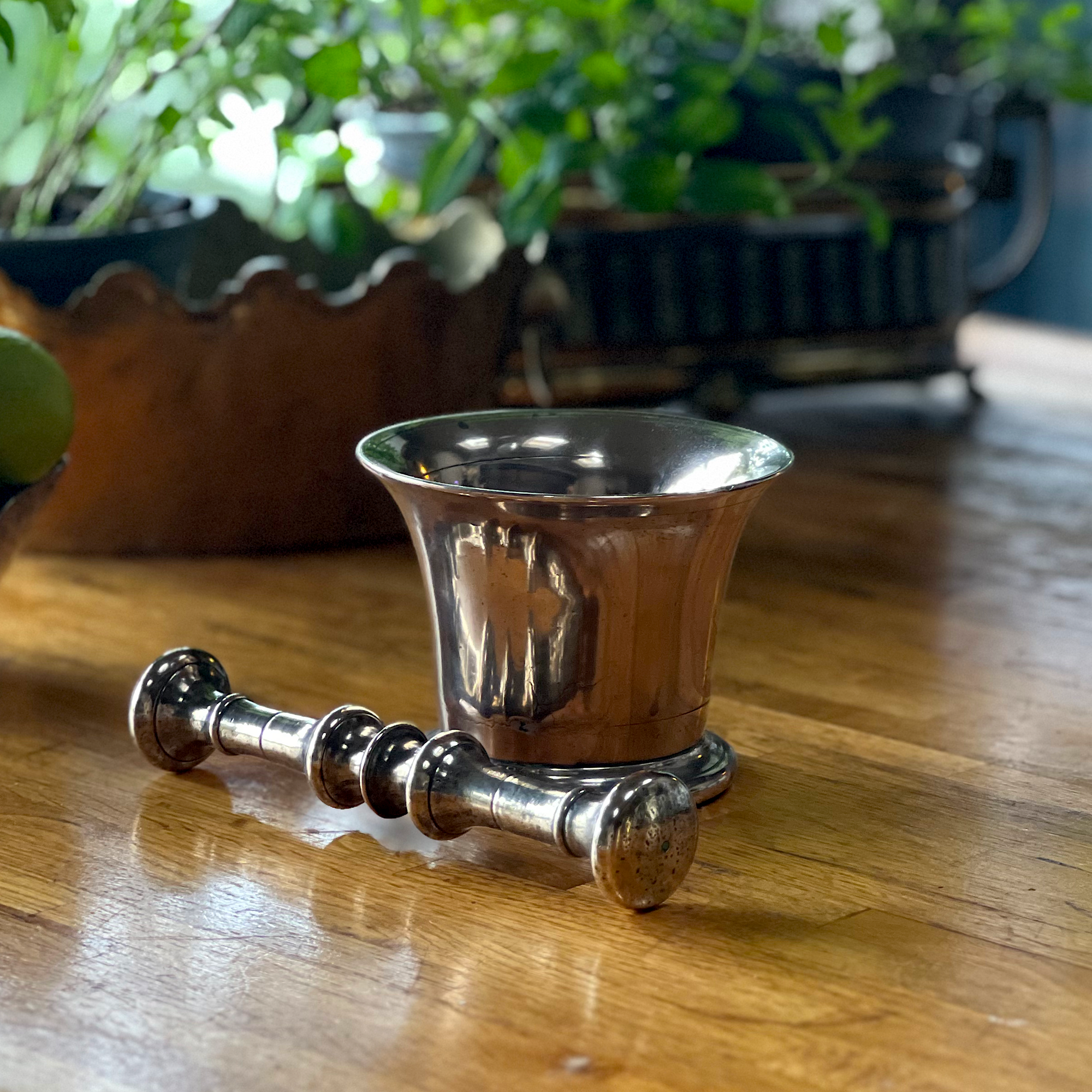 Antique Gold Brass Apothecary Pestle & Mortar