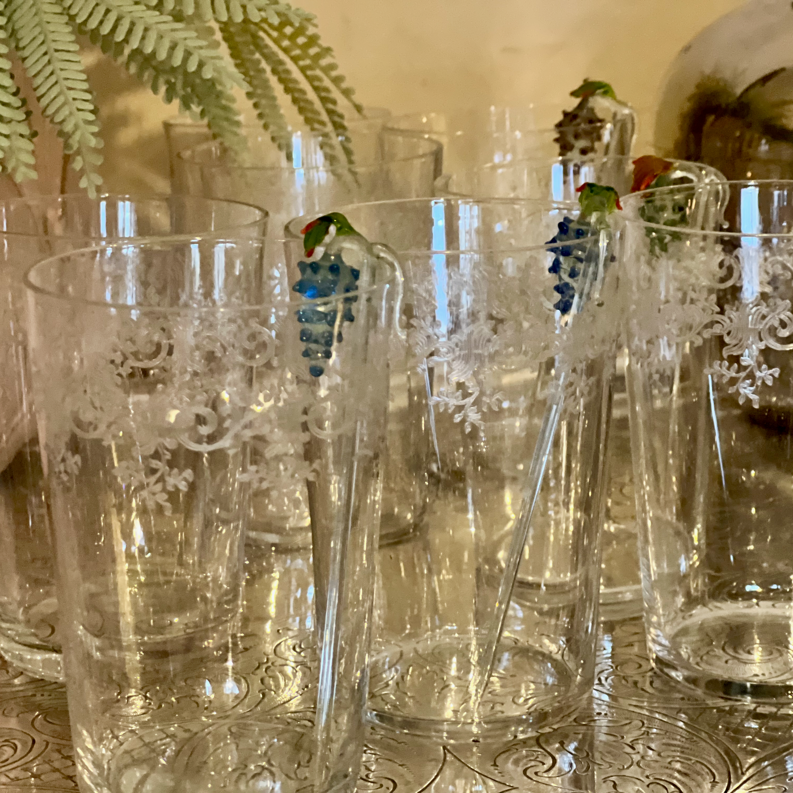Baccarat Crystal Etched Water Glasses