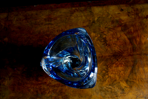 Blue Crystal Vintage Vase by Val Saint Lambert Signed on the Base