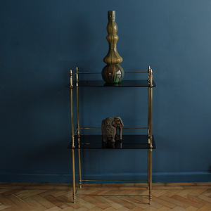 Mid Century Etagere 160 Circa Gold and Smoked Glass 'Maison Bagues'
