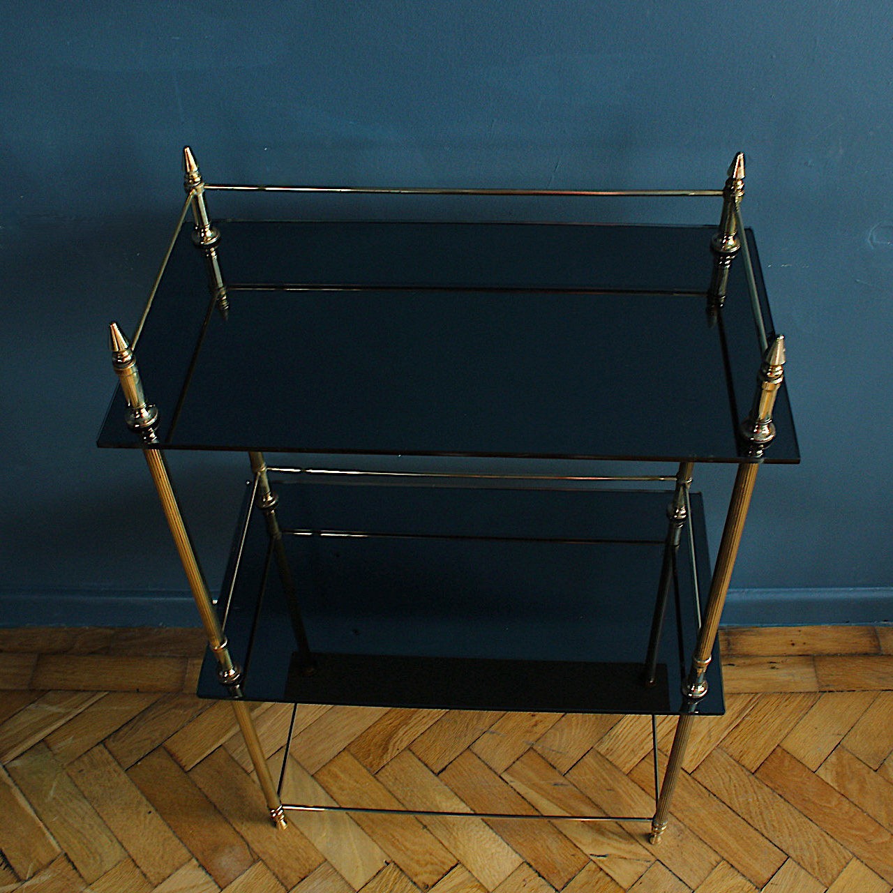 Mid Century Etagere 160 Circa Gold and Smoked Glass 'Maison Bagues'