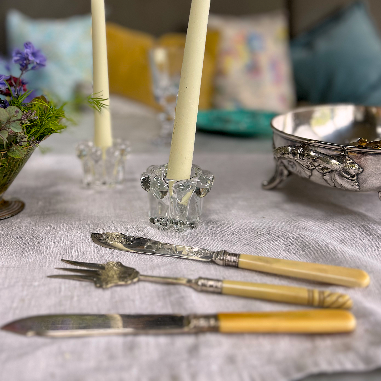 Vintage Bone Handled Fish Knife Set