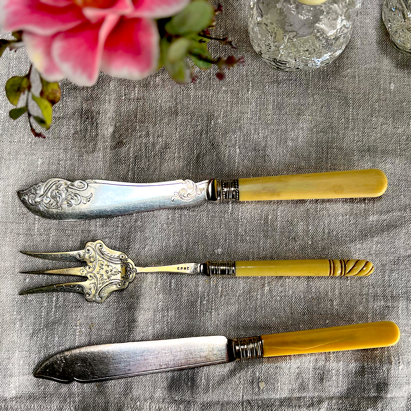 Vintage Bone Handled Fish Knife Set