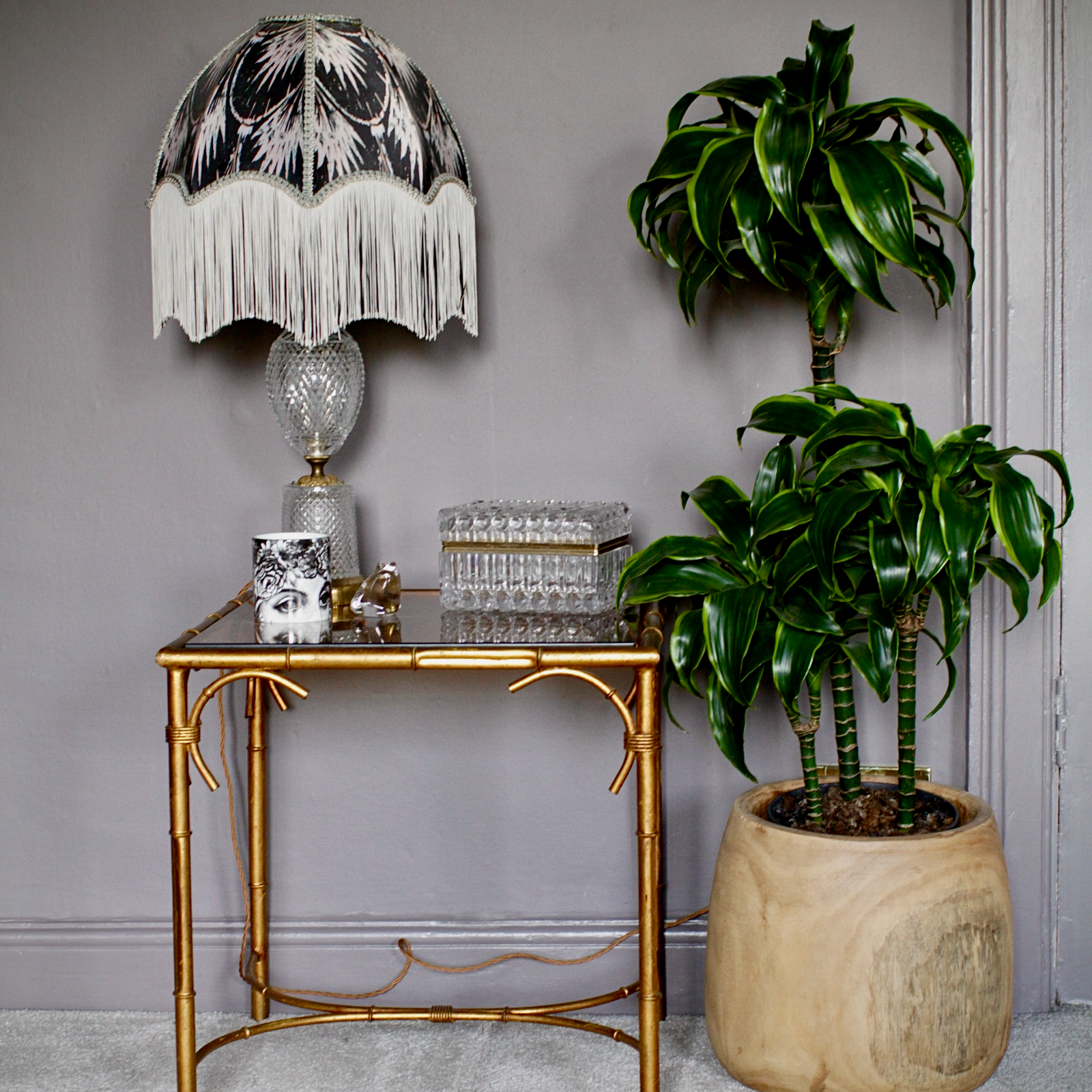 Gold Gilt Faux Bamboo Side Table by Hans Kögl
