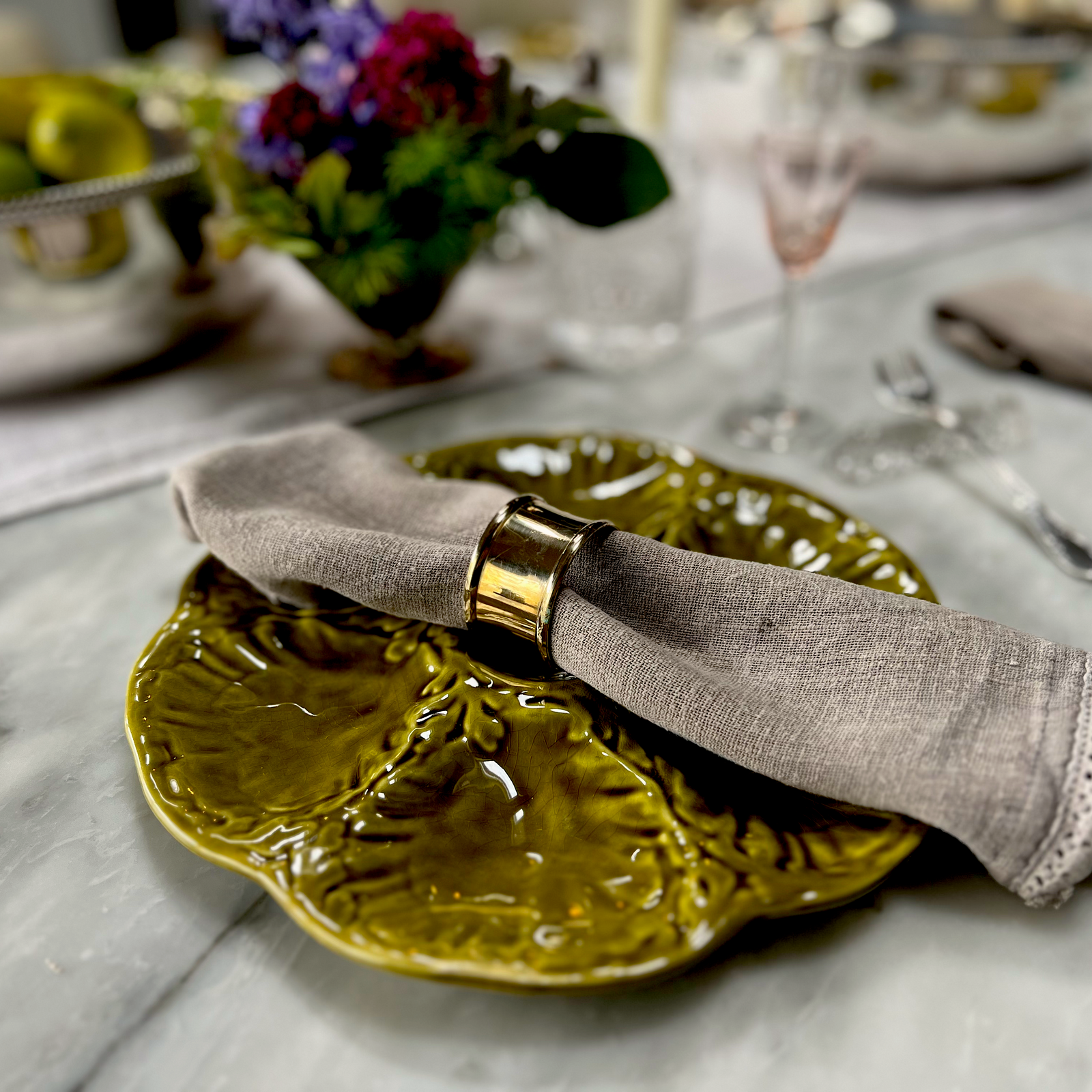 Vintage Round Gold Napkin Rings