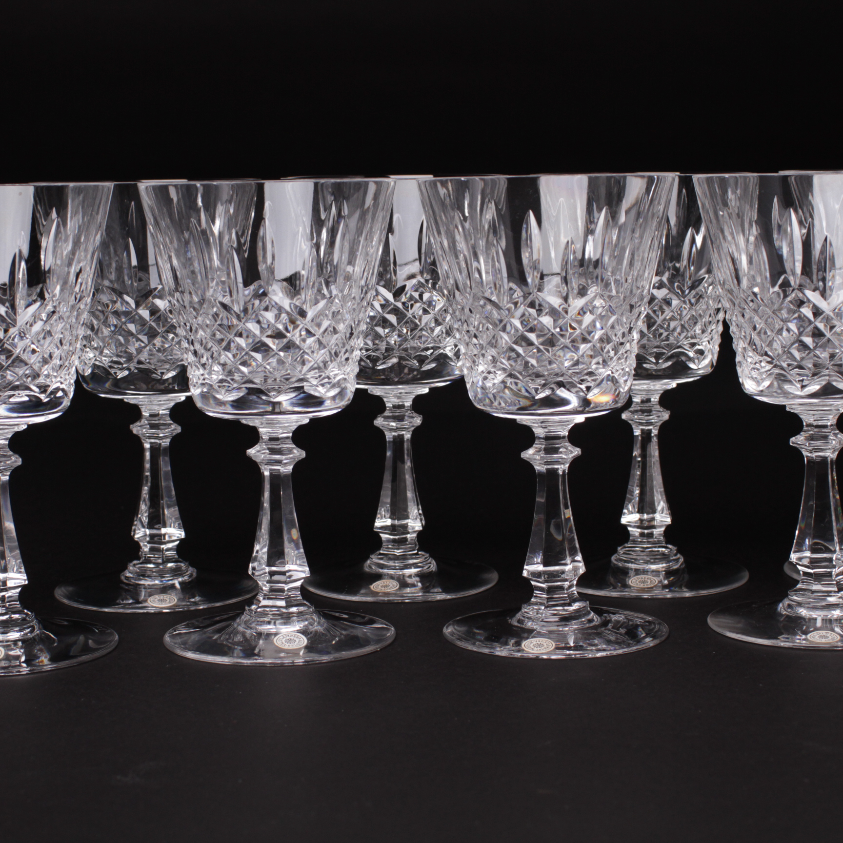 Crystal Cut Wine Glasses by Val Saint Lambert 'Heidleberg'