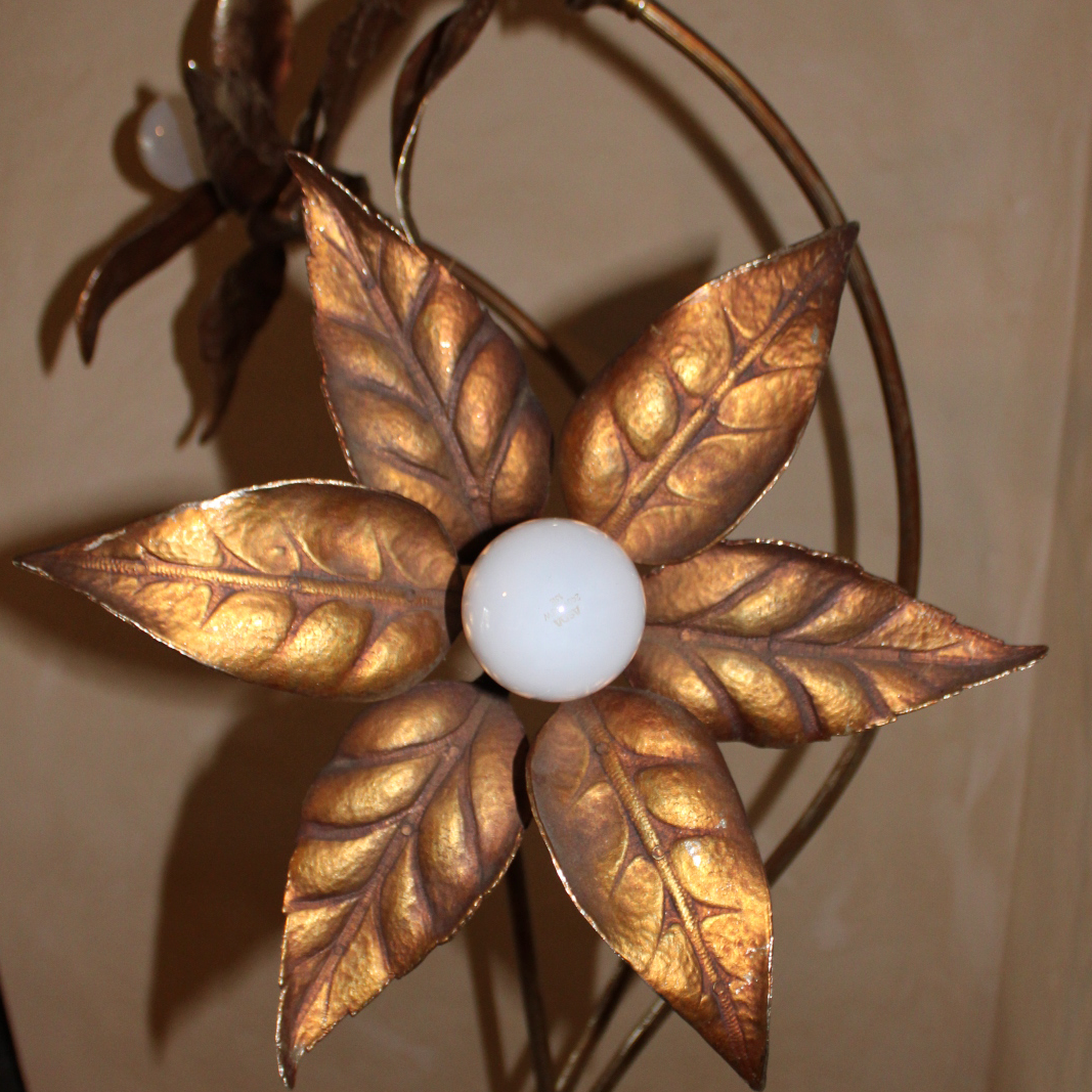 Willy Darro Mid Century Gold Floral Floor Lamp
