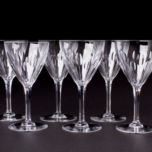    Val St Lambert Crystal Wine Glasses 'Nestor' Design