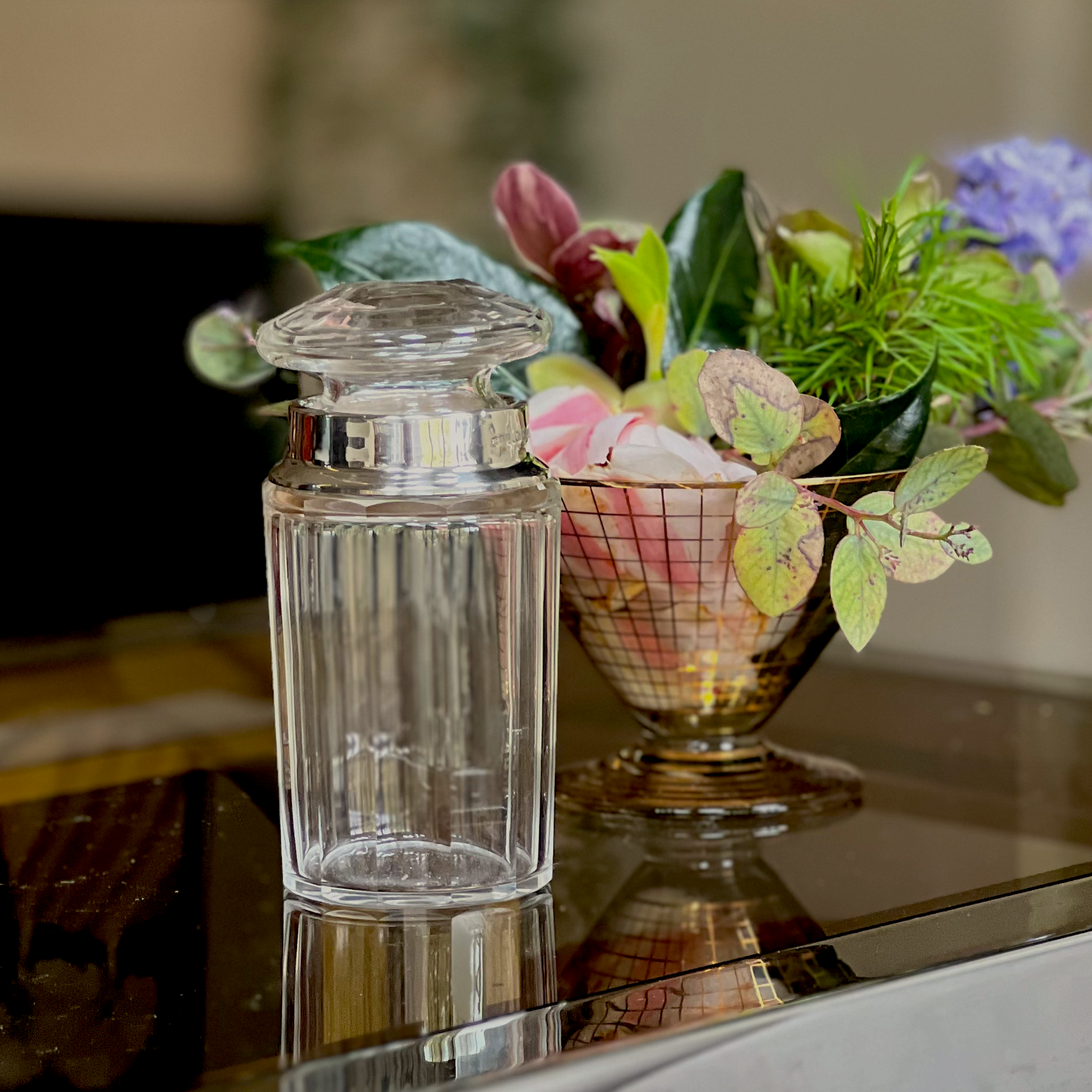 Beautiful Crystal & Silver Jar 