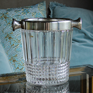 Wonderful Large Crystal Cut and Silver Ice Bucket