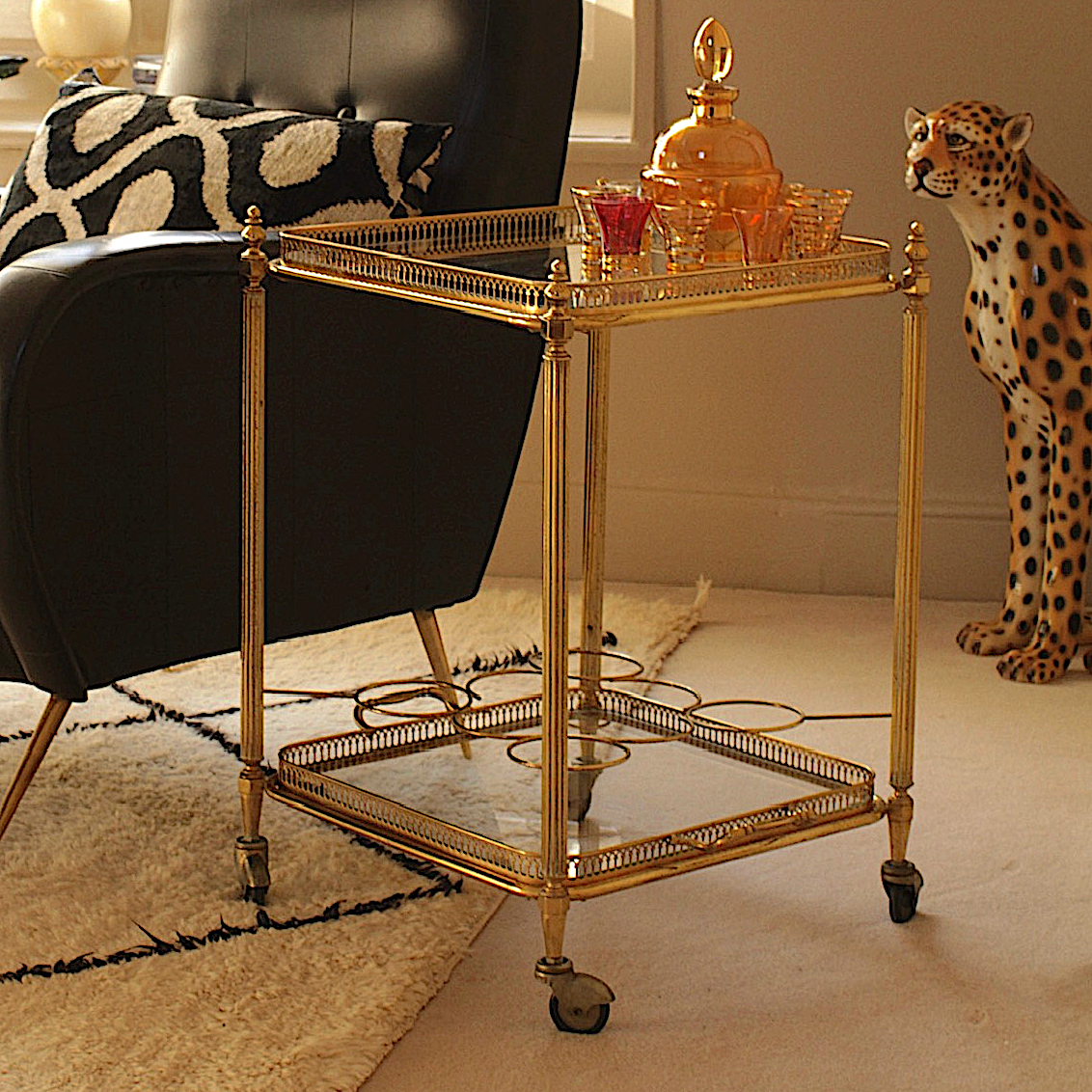 Gorgeous Gold French Drinks Trolley by Maison Bagues