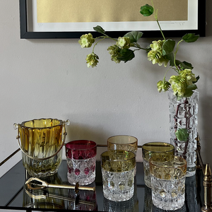 Beautiful Coloured Cut Glass Mid Century Cocktail Short Glasses