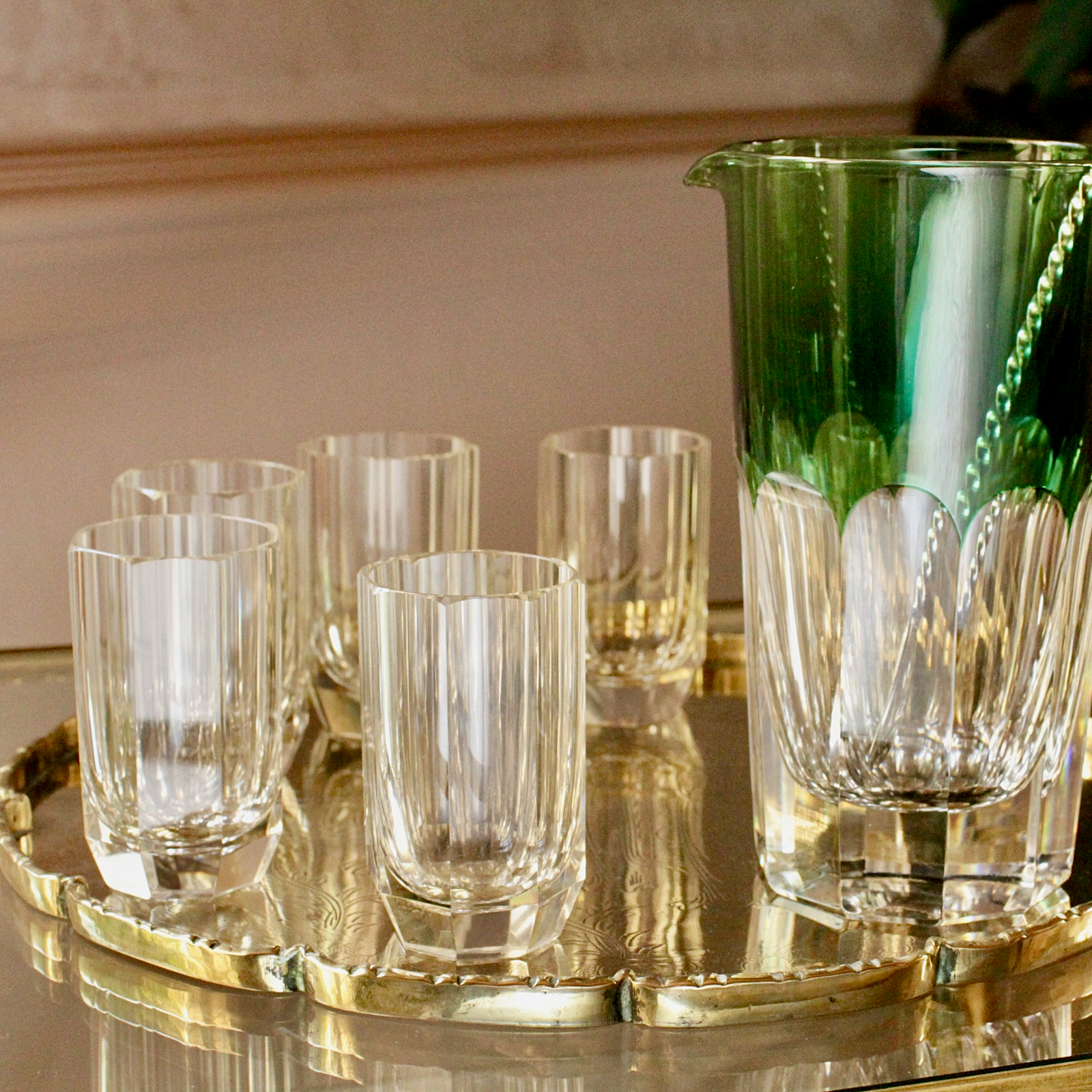 Crystal Facet Cut Moser Shot Glasses