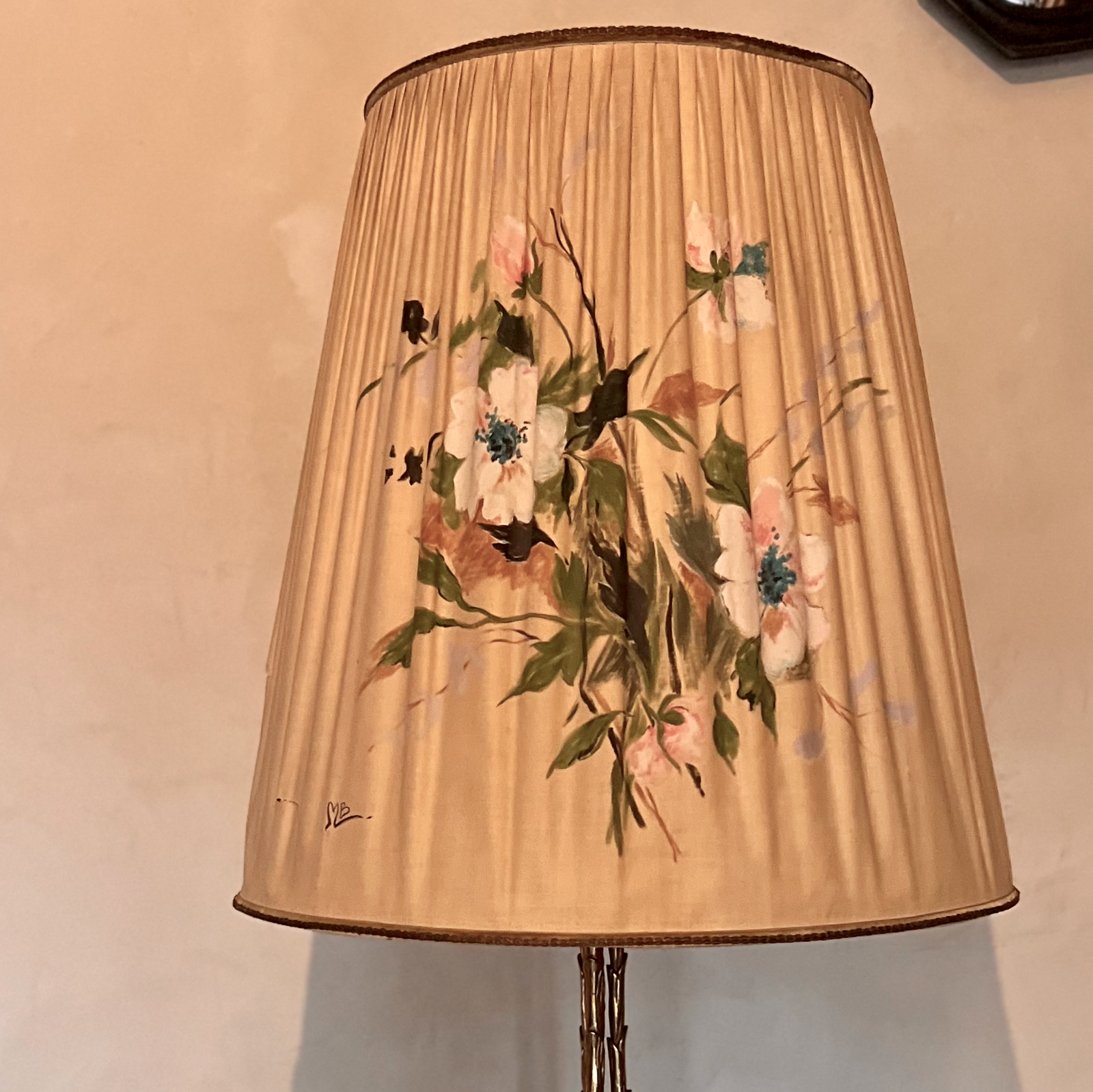 Signed Maison Bagues Large Silk Hand Painted Lampshade