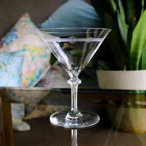 Vintage Martini Glasses Set with Etched Design