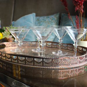 Vintage Martini Glasses Set with Etched Design