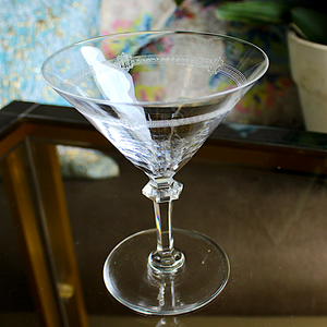 Vintage Martini Glasses Set with Etched Design