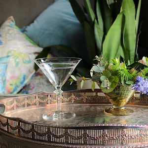 Vintage Martini Glasses Set with Etched Design