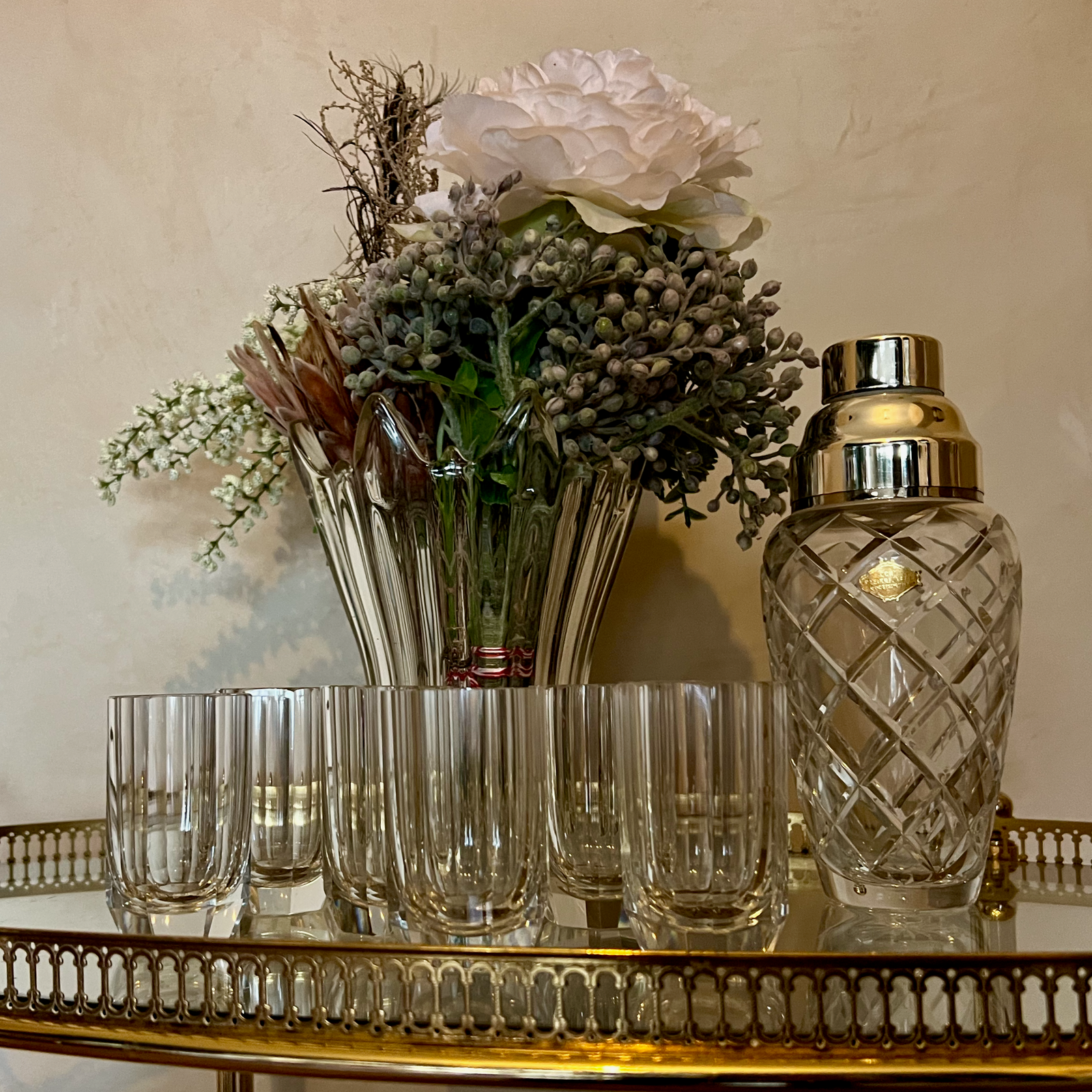 Crystal Facet Cut Moser Shot Glasses