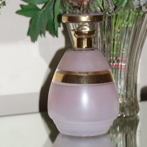 Mid Century Pink and Gold Opaque Decantern