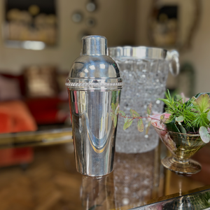 Large Silver Plated Cocktail shaker with Lemon Squeezer