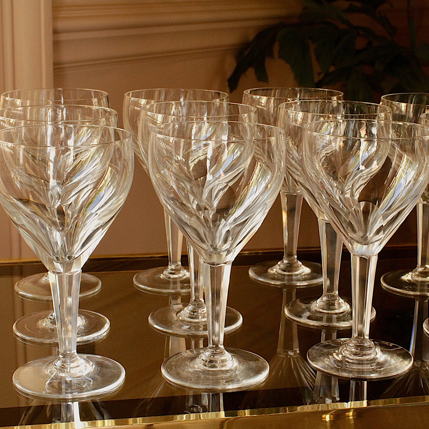 Val St Lambert Crystal Wine Glasses 1930's