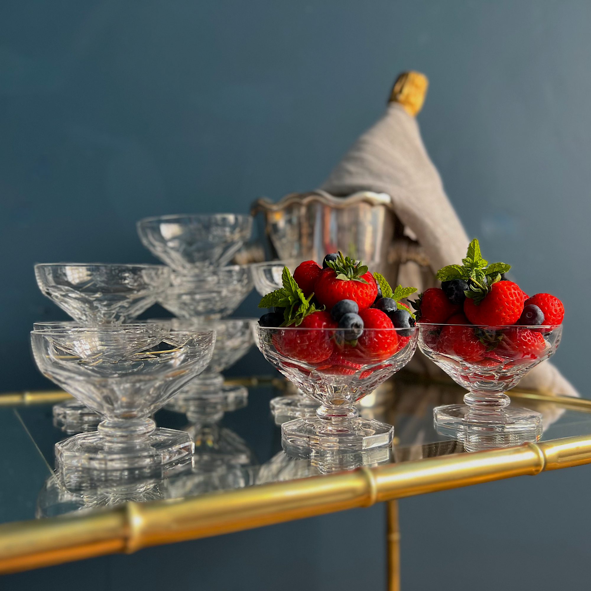 Beautiful Crystal Val St Lambert Desert Dishes Set