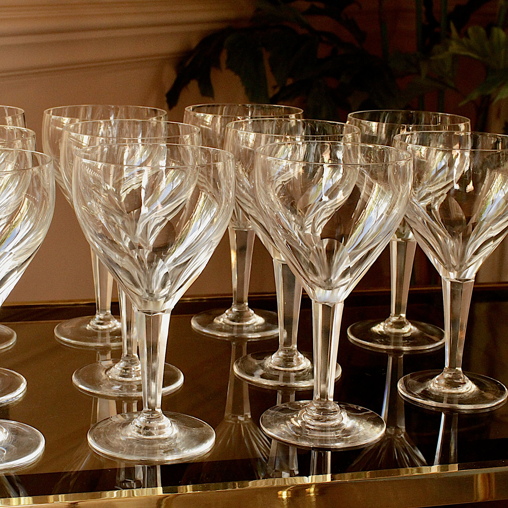 Val St Lambert Crystal Wine Glasses 1930's