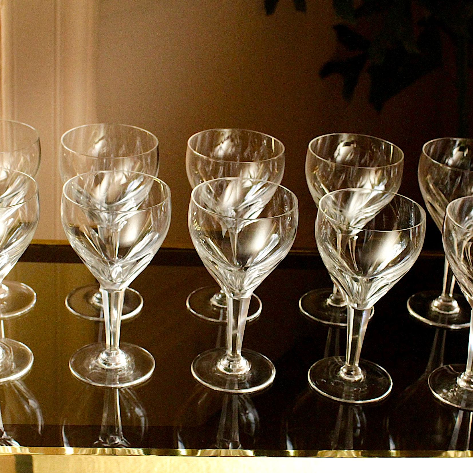 Val St Lambert Crystal Wine Glasses 1930's