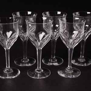 Val St Lambert Crystal Wine Glasses 'Oreste' Design