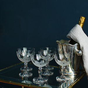 Vintage Crystal Glasses with Opaque Flower Design