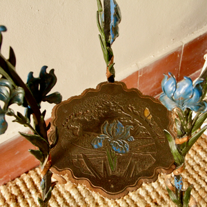 West German Beautiful Cast Iron Étagère Table with Decorative Floral Legs and Hand Painted 1920's