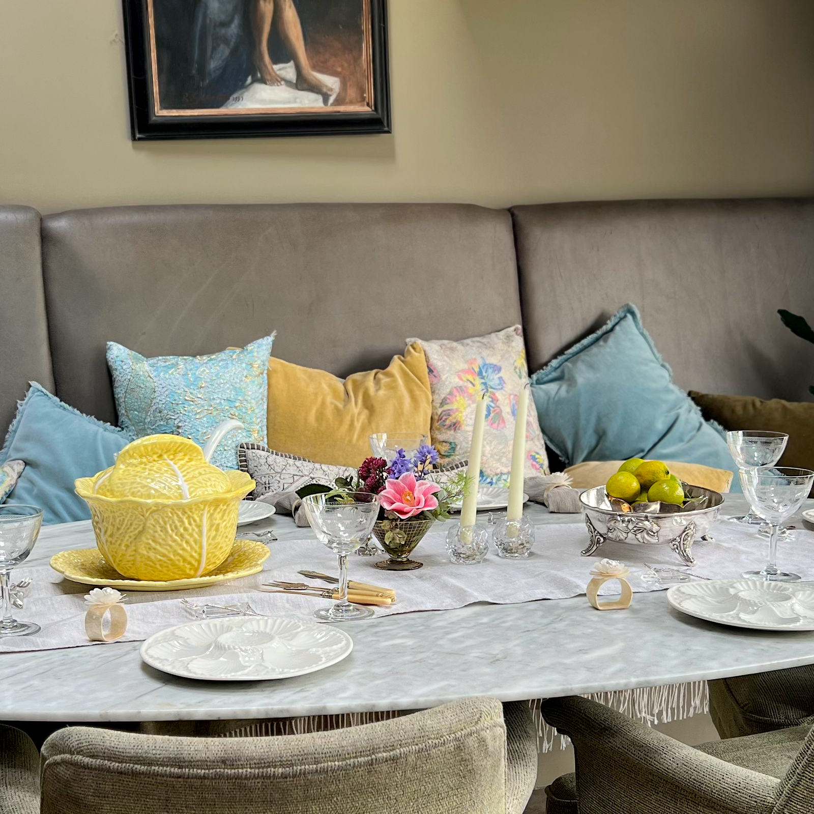 White Longchamp Oyster Plates