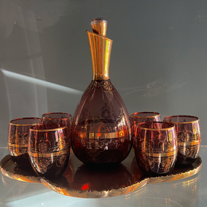 Murano Decanter and glasses set Venetian style